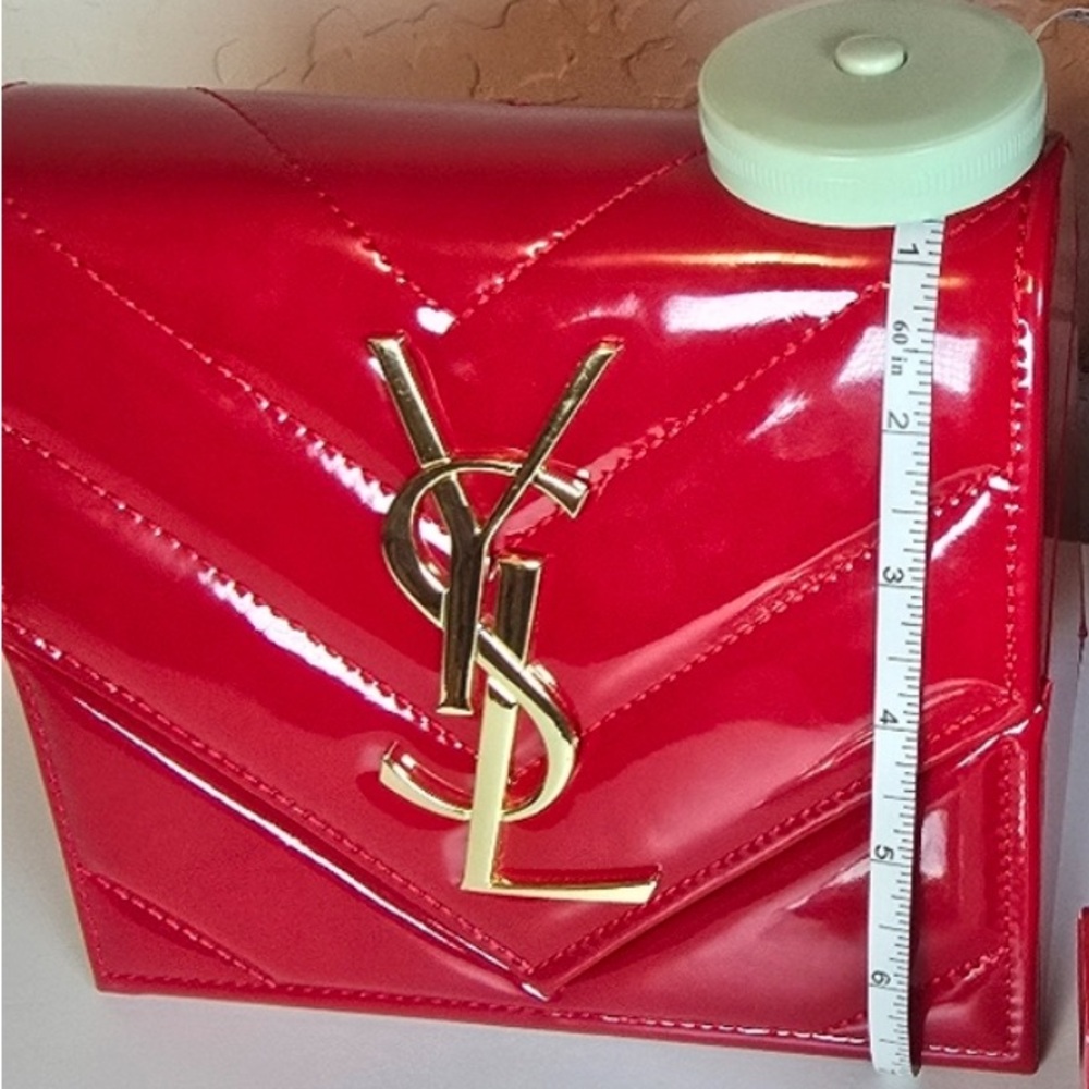 Yves Saint Laurent Red Chevron Quilted Clutch